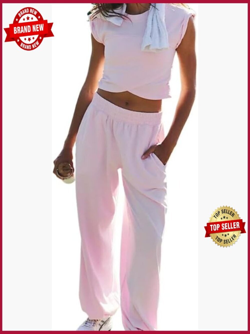 Women's Sleeveless Slim Fit Two-Piece Top and Wide Leg Pants Set Casual Solid